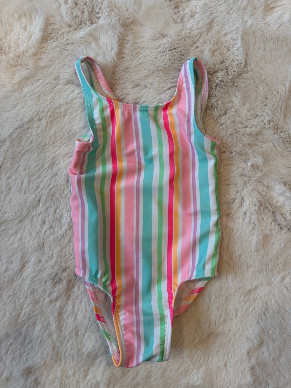 Carter's Kids Striped One Piece Swimsuit in Pink & Green